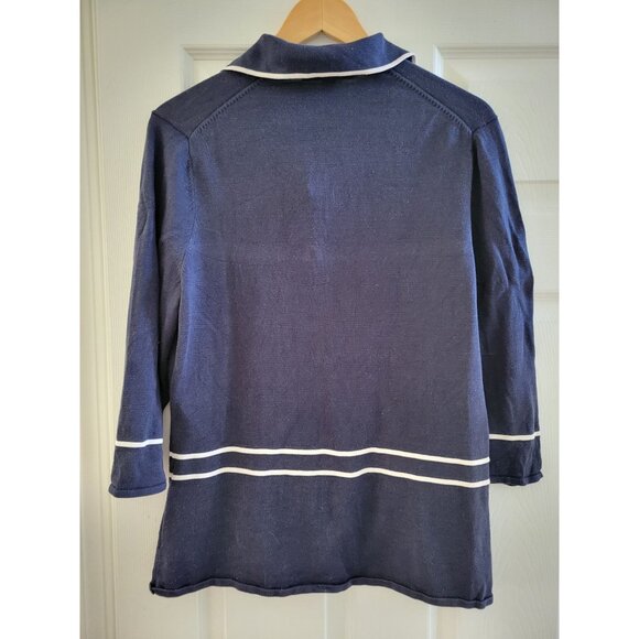 Brooks Brothers Women Silk blend Navy Blue Knit Sweater size XL Preppy old Money - Picture 4 of 7